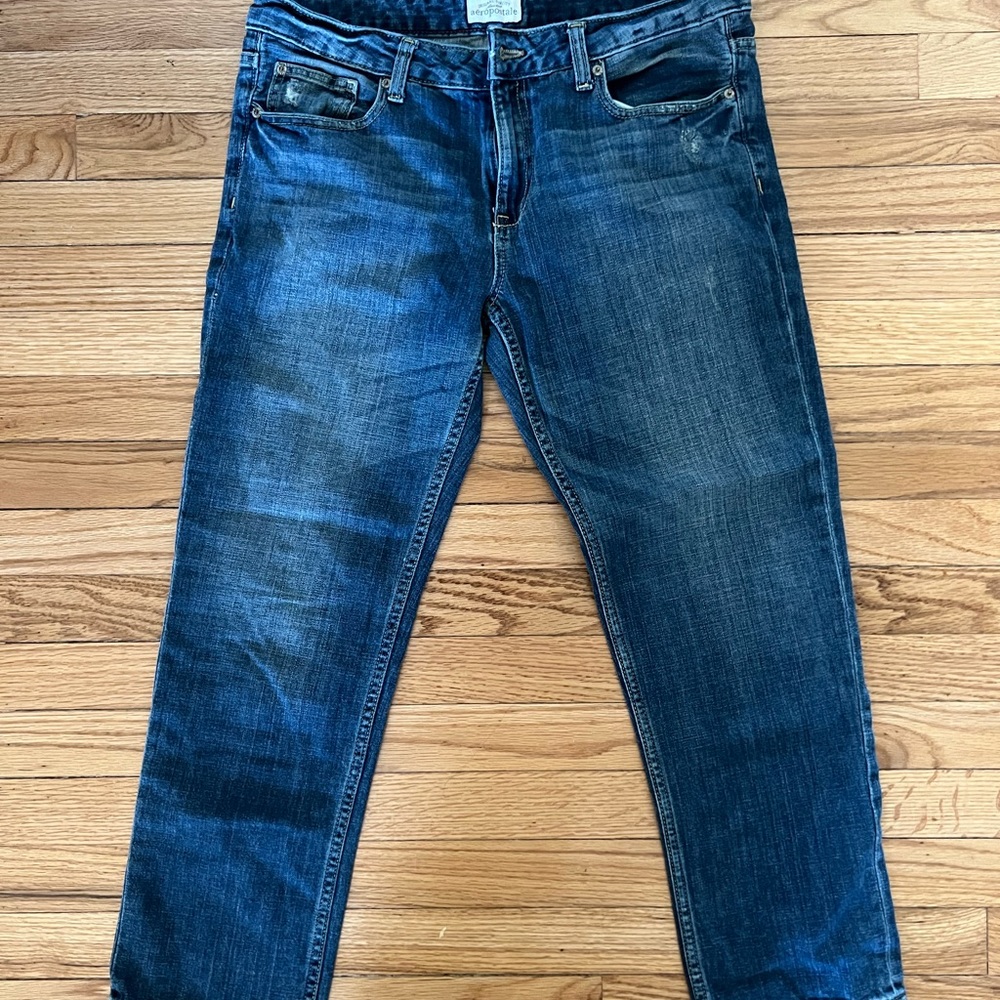 Aeropostale Women’s Jeans Kylie Boyfriend Distressed Denim Blue Size 11/12